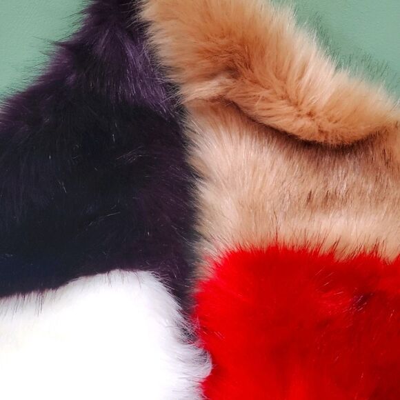 Faux fur satin lined multi colored scarf - Picture 2 of 6
